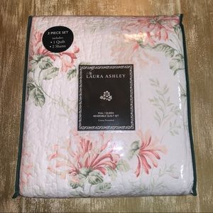 Laura Ashley Floral Queen Quilt Set Shabby Chic